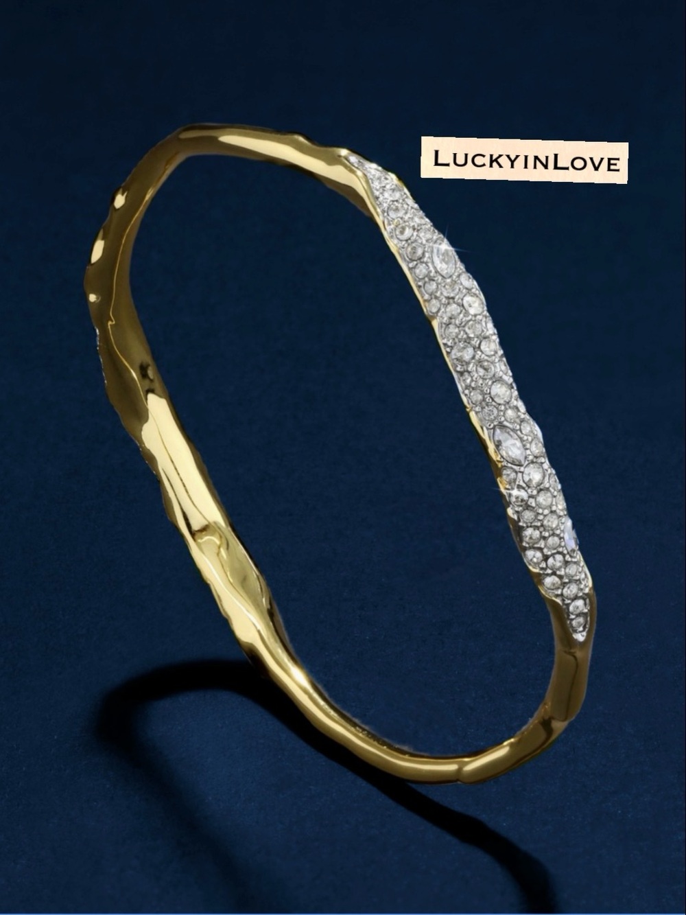 ALEXIS BITTAR “Diamond” Crystal Lake Gold Solanales thin Bangle Bracelet
